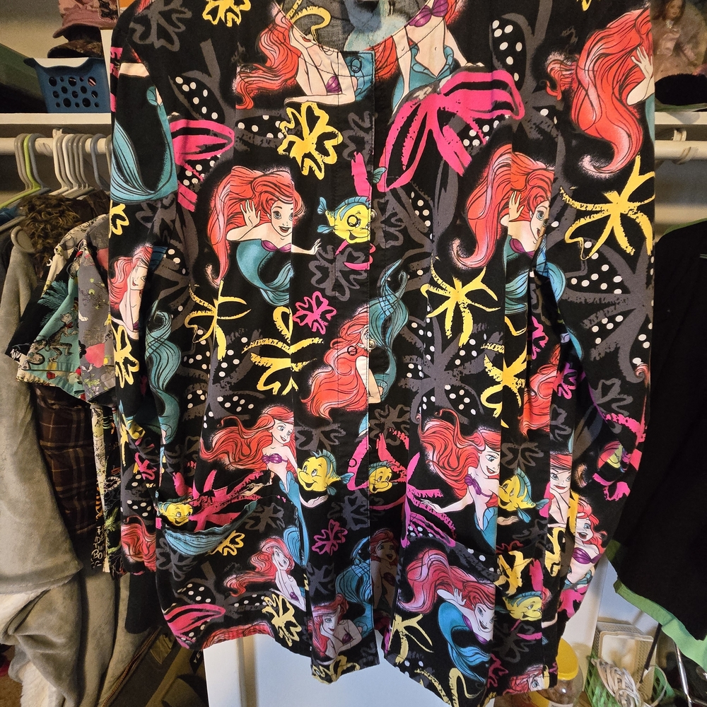 Colorful Ariel Graphic Scrub Top